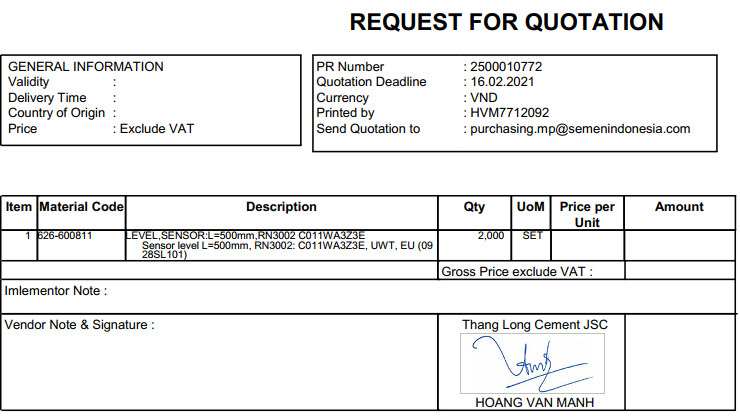   PR 10772: Supply Level sensor for TLCC